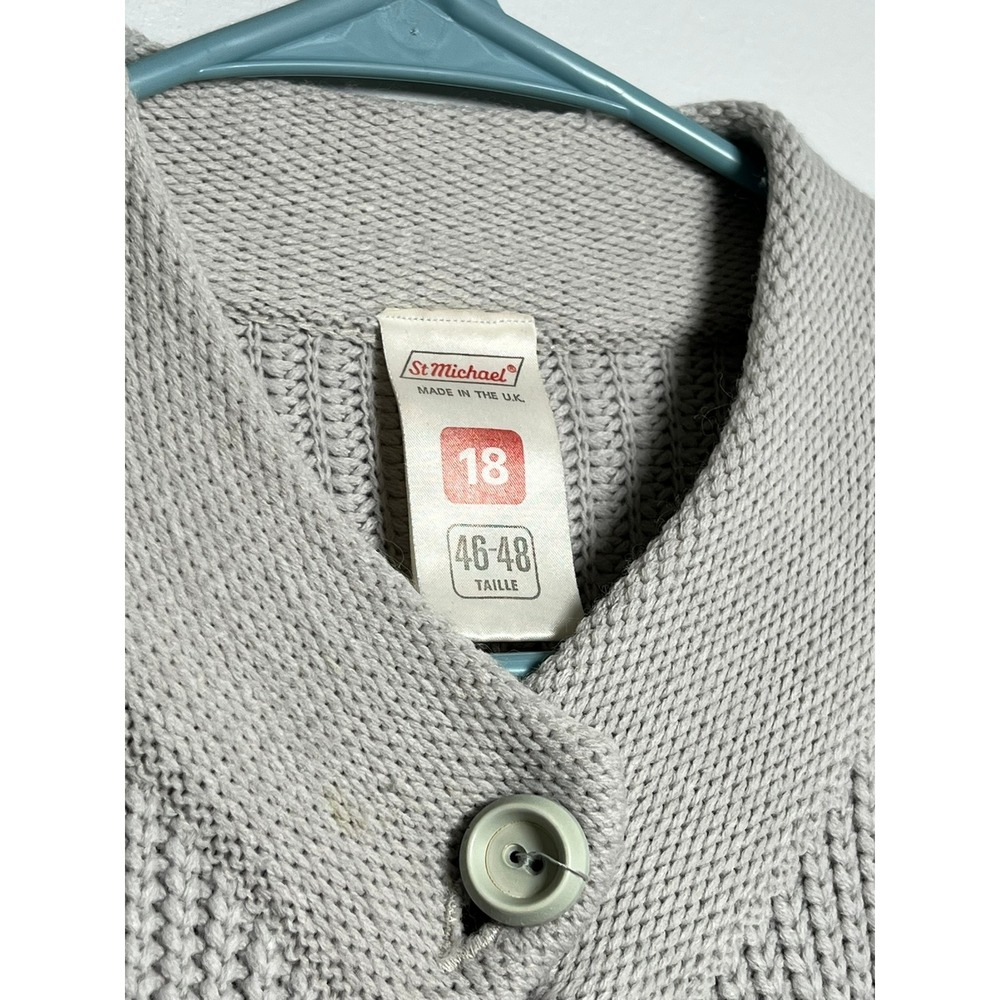 St Michael Vintage Grey Shaker Knit Longline Chic Cardigan Sweater XL - Picture 6 of 9